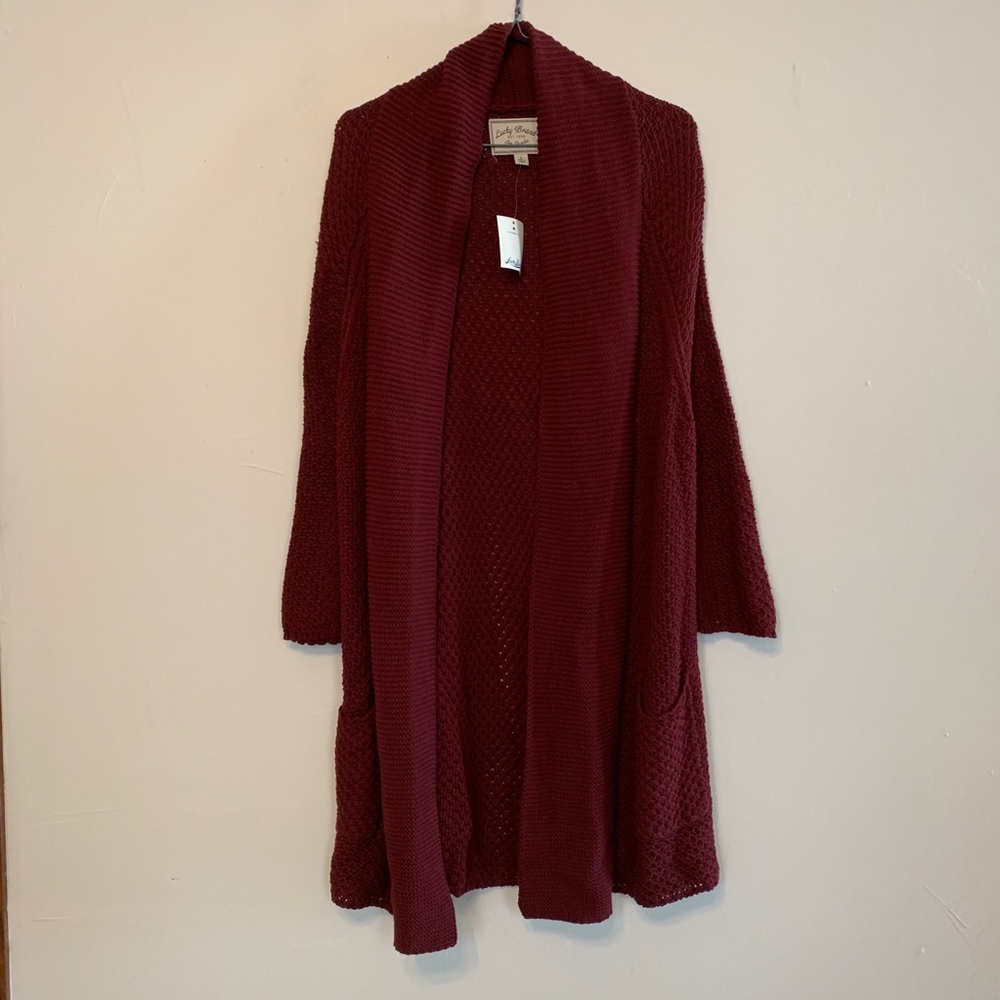 Lucky Maroon Cardigan w/Pockets